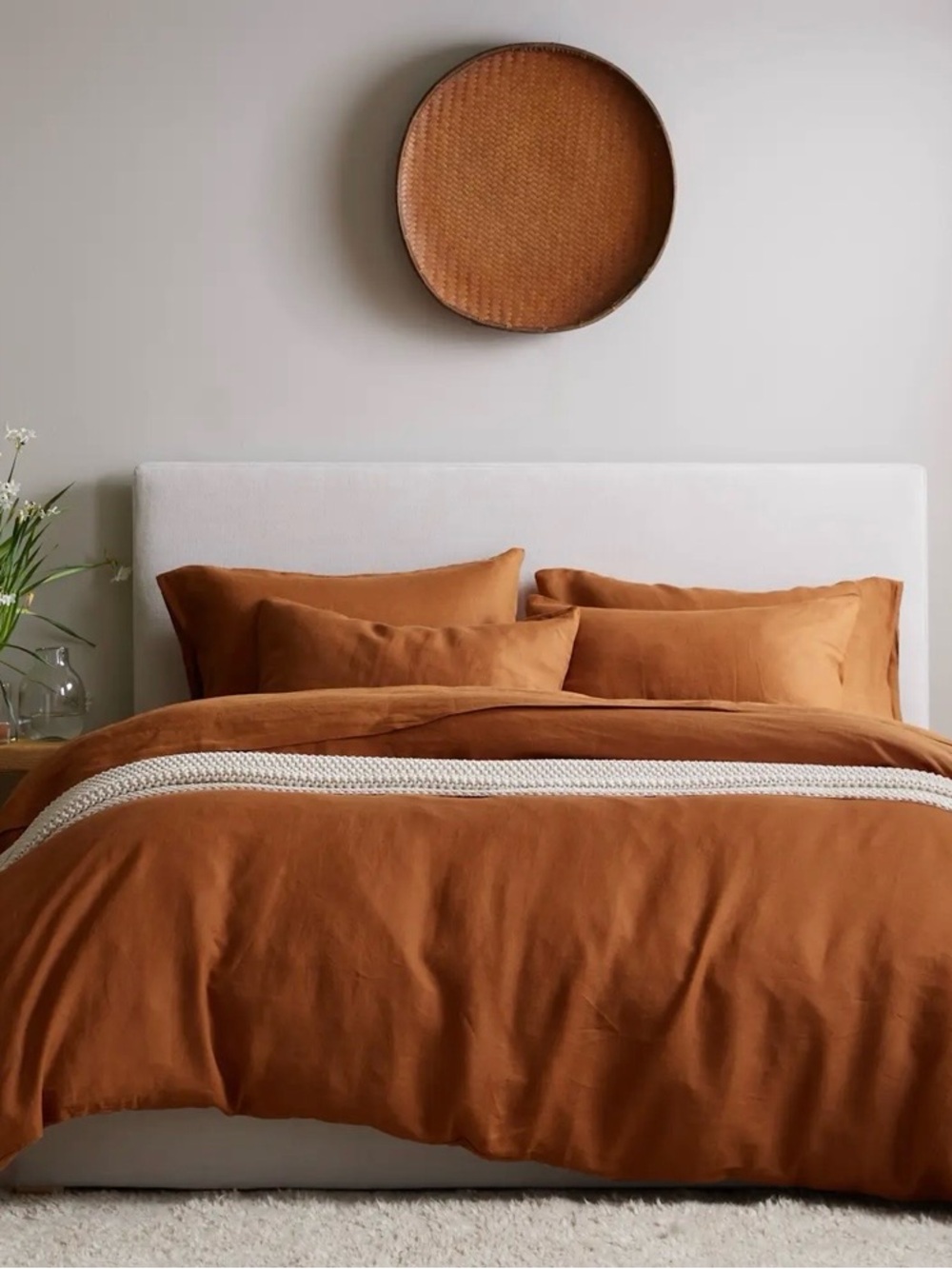 Quince European Linen 3 Piece Duvet Cover Set, King/Cal King (Terracotta)